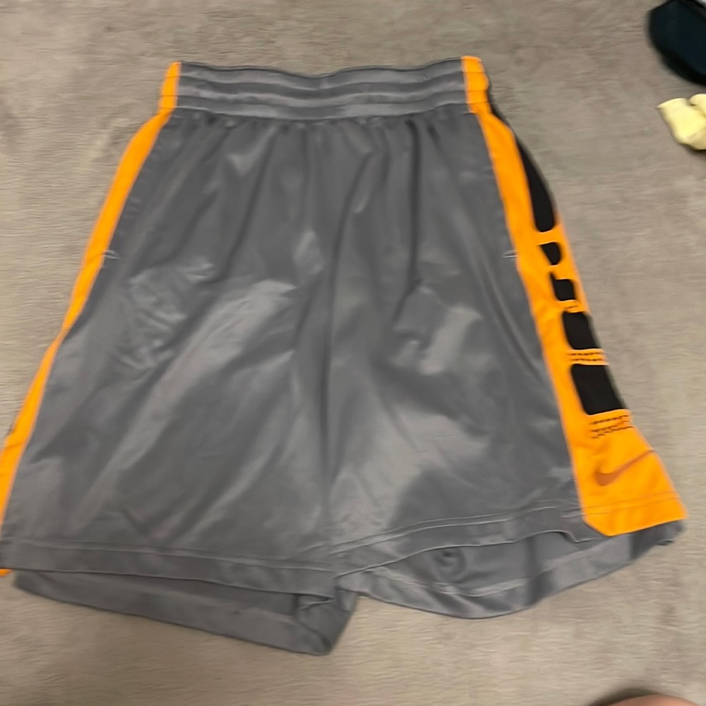 Girls grey and orange basketball shorts